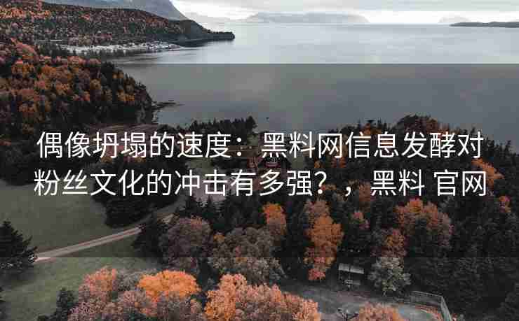 偶像坍塌的速度：黑料网信息发酵对粉丝文化的冲击有多强？，黑料 官网