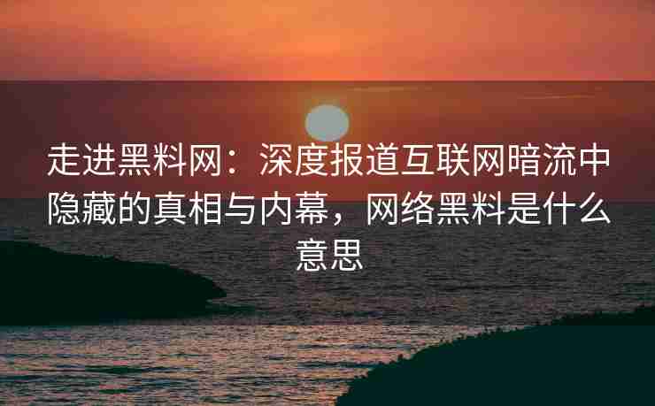 走进黑料网：深度报道互联网暗流中隐藏的真相与内幕，网络黑料是什么意思