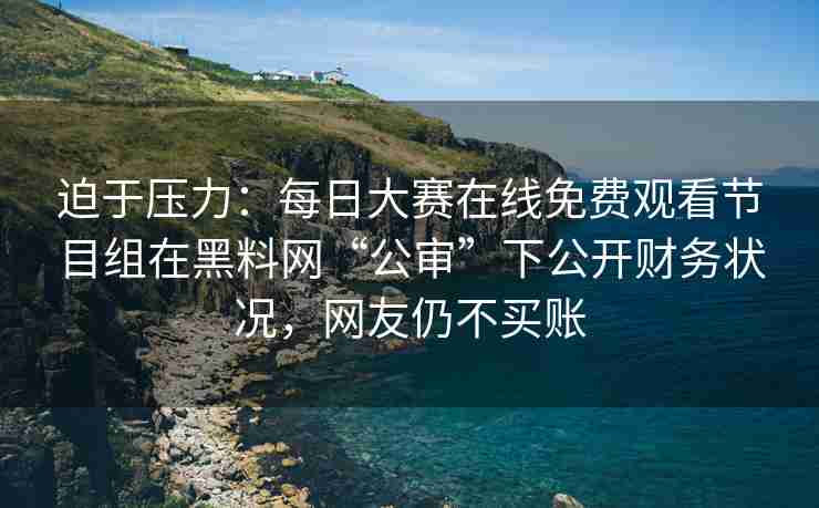 迫于压力：每日大赛在线免费观看节目组在黑料网“公审”下公开财务状况，网友仍不买账