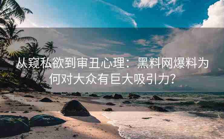 从窥私欲到审丑心理：黑料网爆料为何对大众有巨大吸引力？