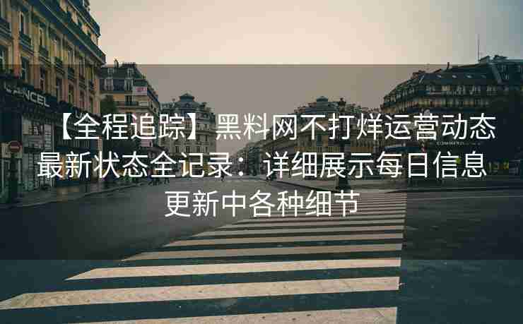 【全程追踪】黑料网不打烊运营动态最新状态全记录：详细展示每日信息更新中各种细节