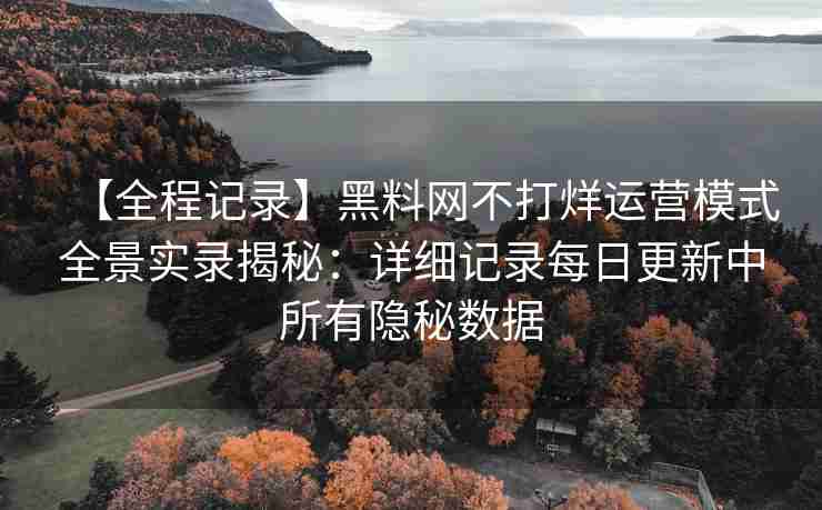 【全程记录】黑料网不打烊运营模式全景实录揭秘：详细记录每日更新中所有隐秘数据
