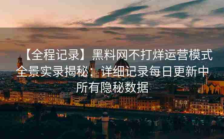 【全程记录】黑料网不打烊运营模式全景实录揭秘：详细记录每日更新中所有隐秘数据