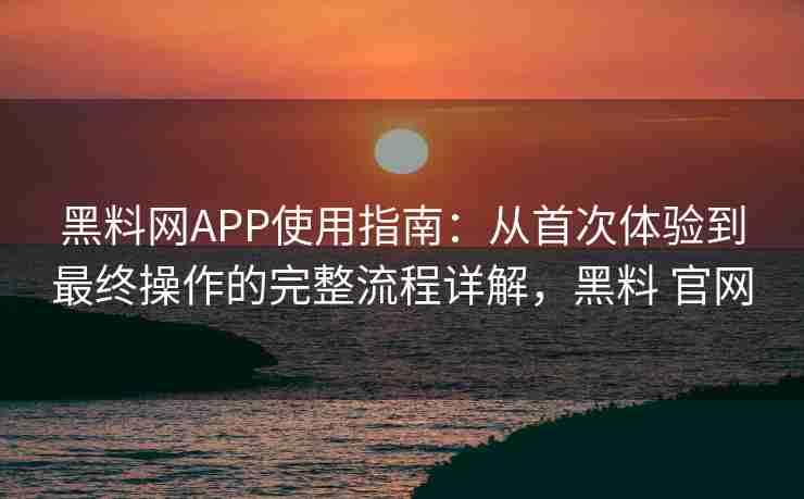 黑料网APP使用指南：从首次体验到最终操作的完整流程详解，黑料 官网