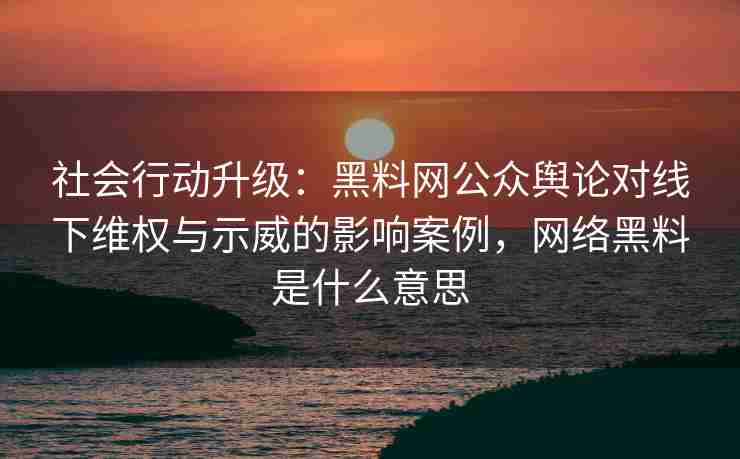 社会行动升级：黑料网公众舆论对线下维权与示威的影响案例，网络黑料是什么意思