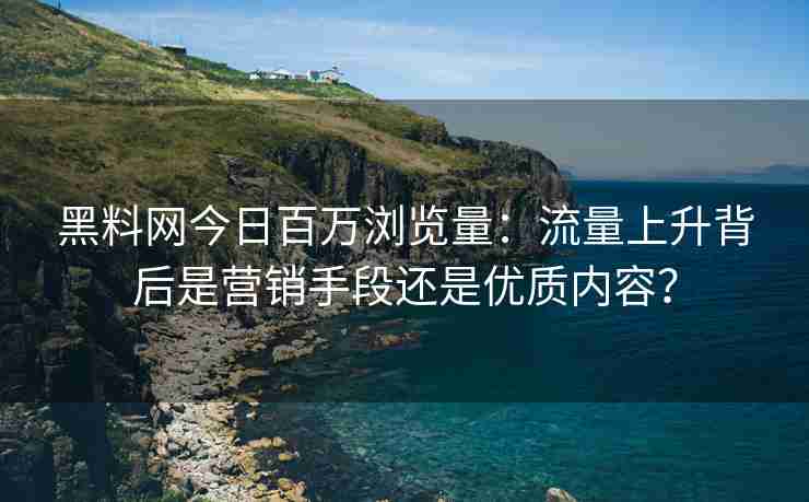 黑料网今日百万浏览量：流量上升背后是营销手段还是优质内容？