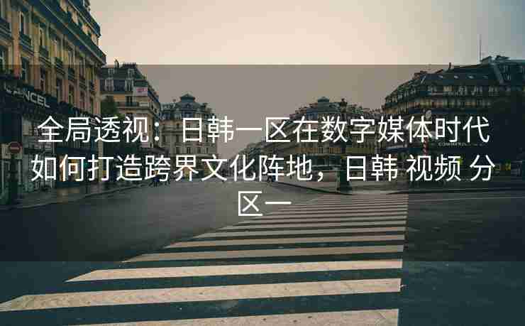 全局透视：日韩一区在数字媒体时代如何打造跨界文化阵地，日韩 视频 分区一