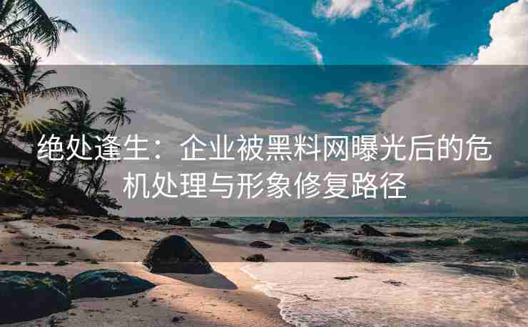 绝处逢生：企业被黑料网曝光后的危机处理与形象修复路径