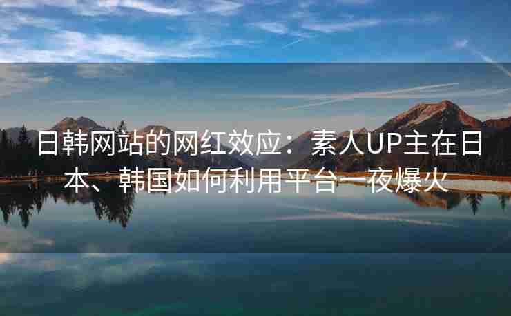 日韩网站的网红效应：素人UP主在日本、韩国如何利用平台一夜爆火